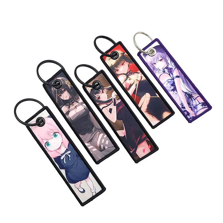 Custom Keyrings Key Holder Key Ring Keyrings Anime Jet Tags Woven Fabric Embroidery Customized Keychain Jet Tags Key Tag