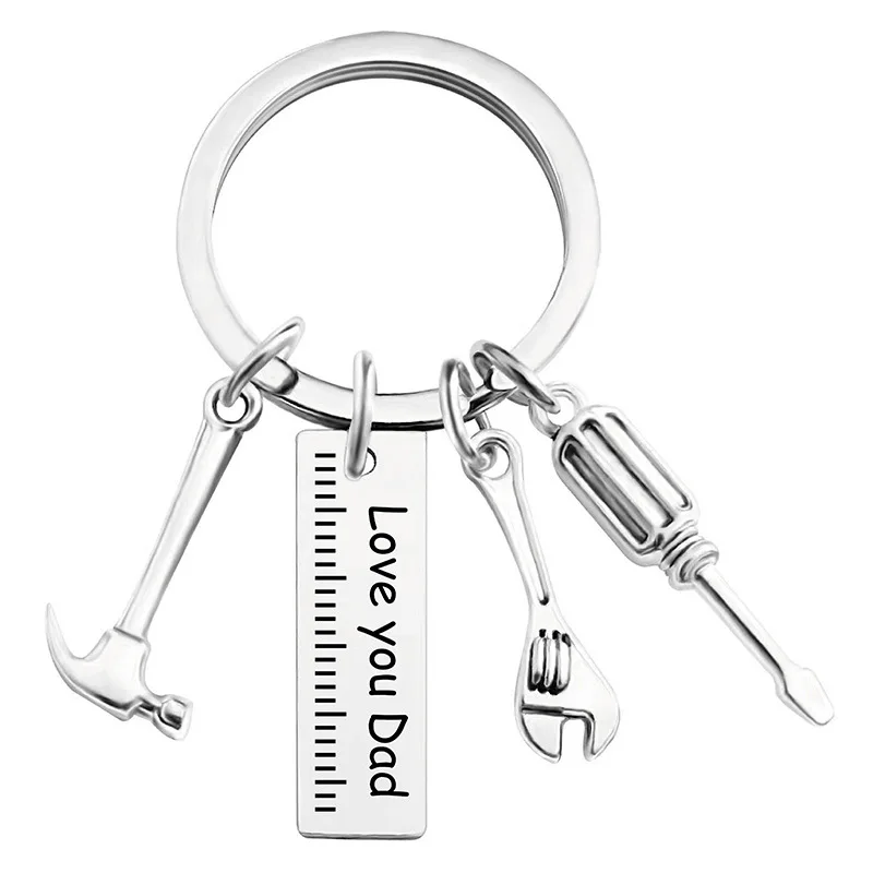Custom Gifts For Dad Father`s Day Metal Keychain With Tools Stainless Steel Perfect Dad Gift Key Ring