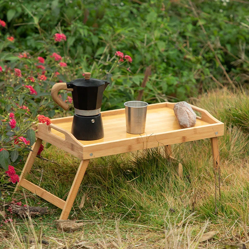 Natural Wooden Folding Adjustable Bamboo tray table folding for camping