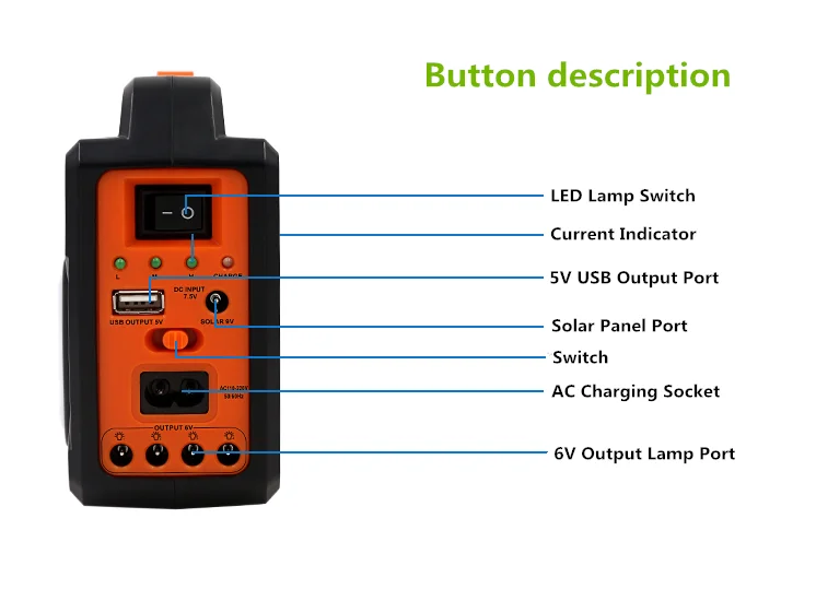3 Light Bulbs Home Lighting Super Portable Lead Acid Battery Electric Solar Generator System Phone Charger Solar Power Station