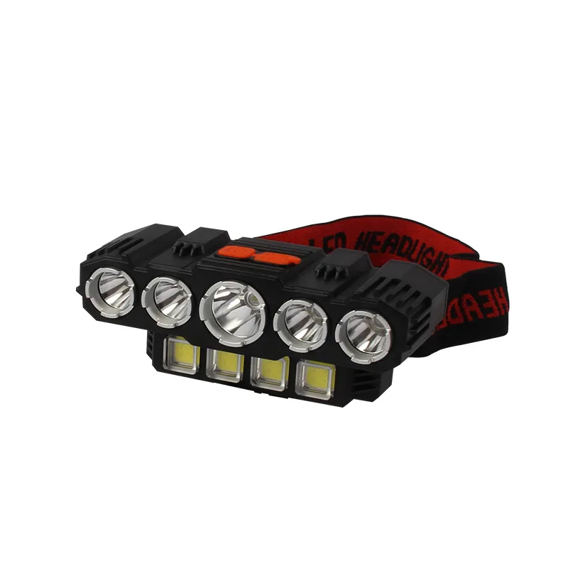 Outdoor 8 to 10 hrs time LED Headlight frontale Bright 5000mAh lithium battery chargeable 5COB 4 leds torch light usb head light