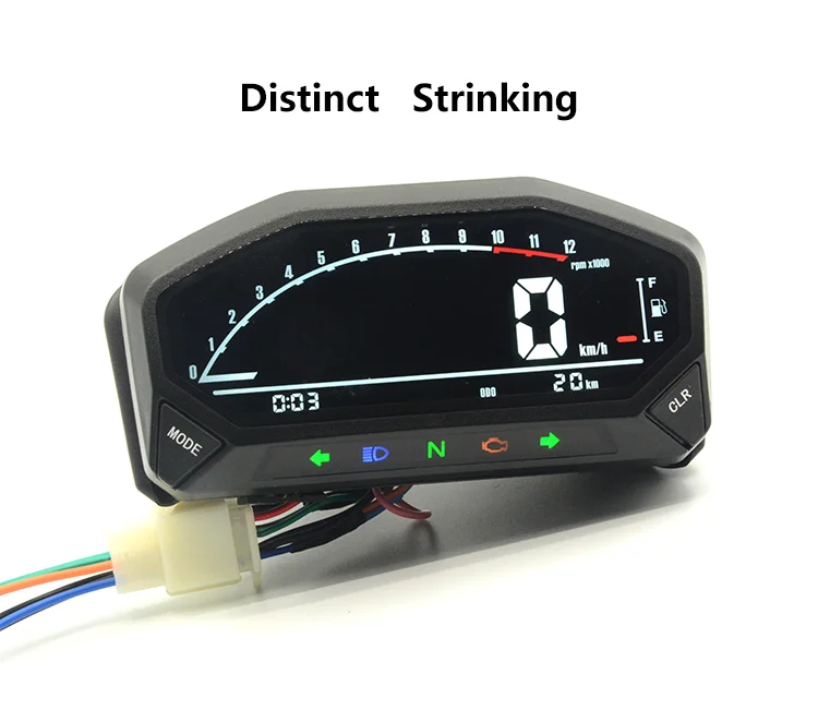 
Hot sale factory supply LED Digital Light Odometer Speedometer Tachometer Gauge Universal 12V Motorcycle Instrument 