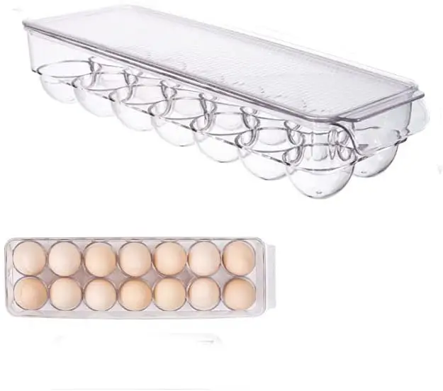 Set Of 6 Refrigerator Bins - Stackable Fridge Organizers for Freezer, Kitchen,  Clear Plastic Pantry Storage