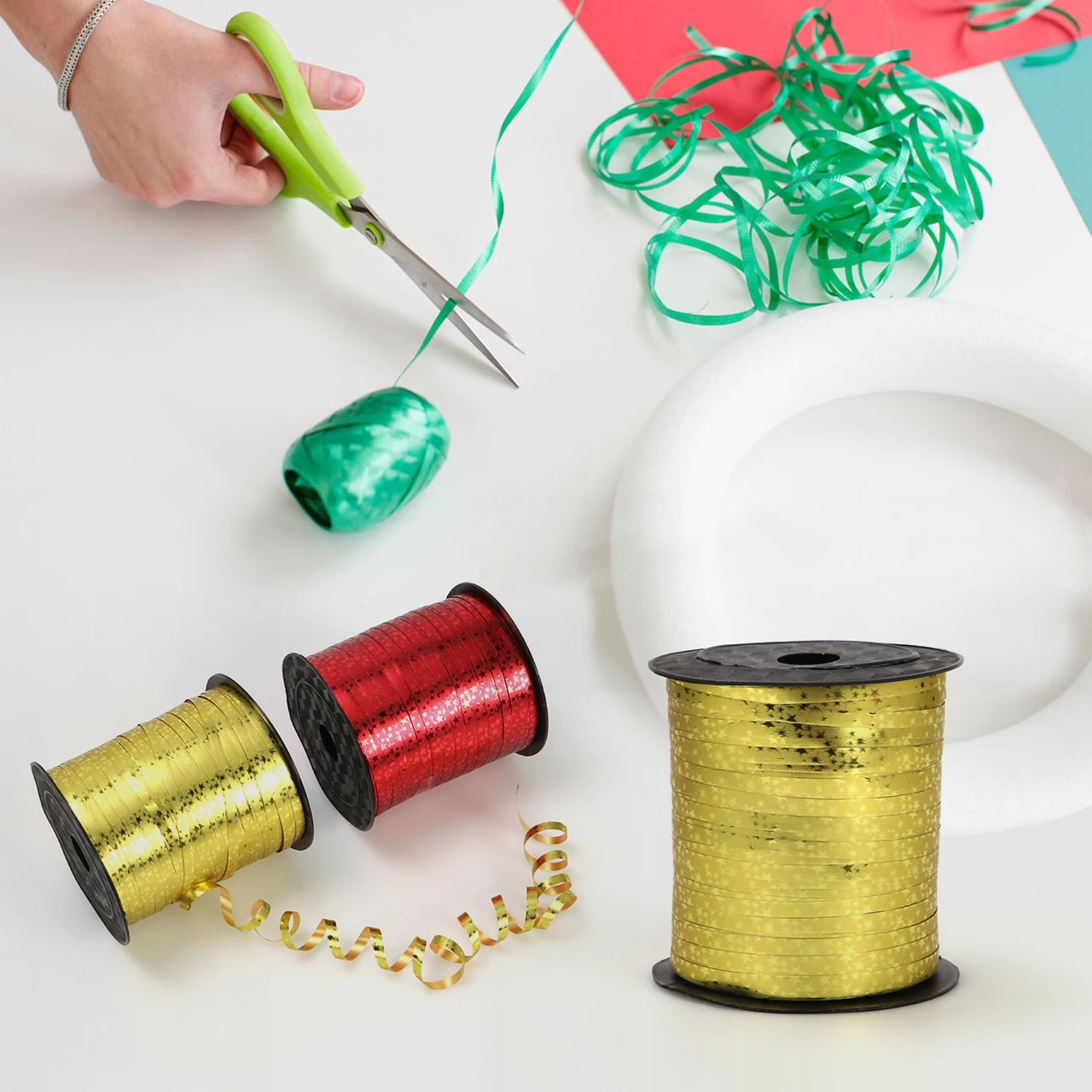 Лазерная лента для упаковки подарков металлическая пластиковая ПП завивки воздушных