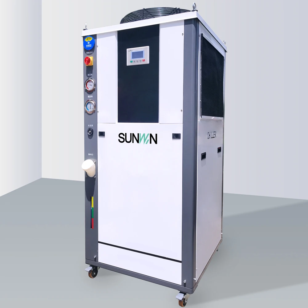 R22 R407C Low Temp 10HP Air Cooled Industrial Water Chiller Machine For Textile Industry