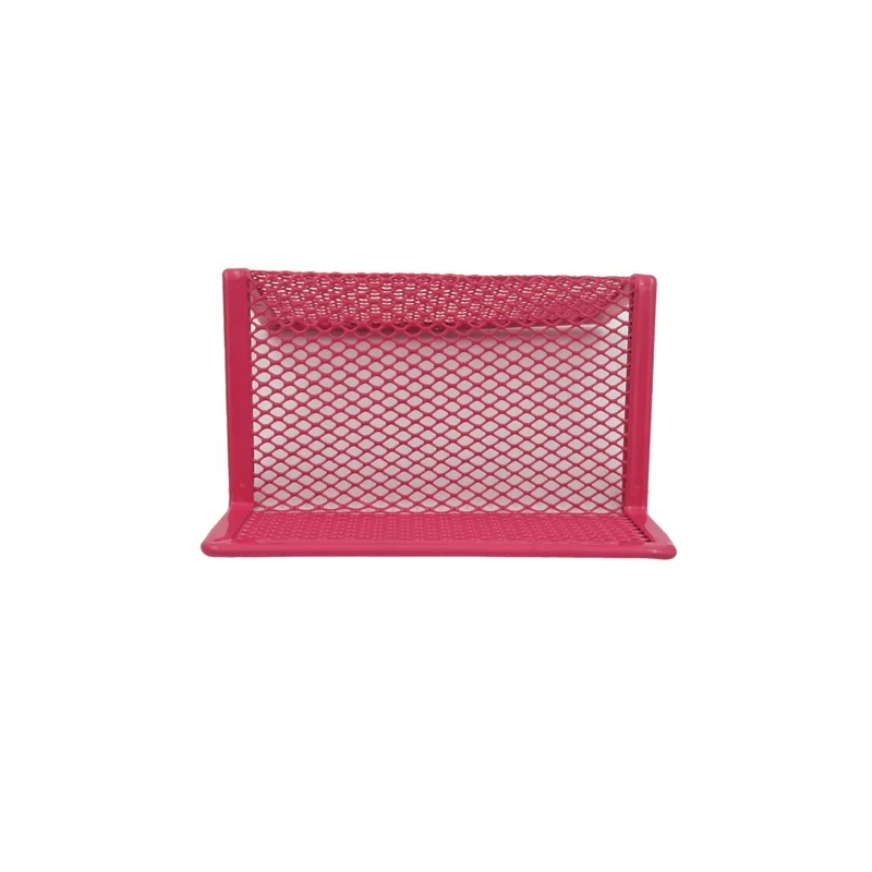 High quality pink color office metal mesh business desktop name table card holder