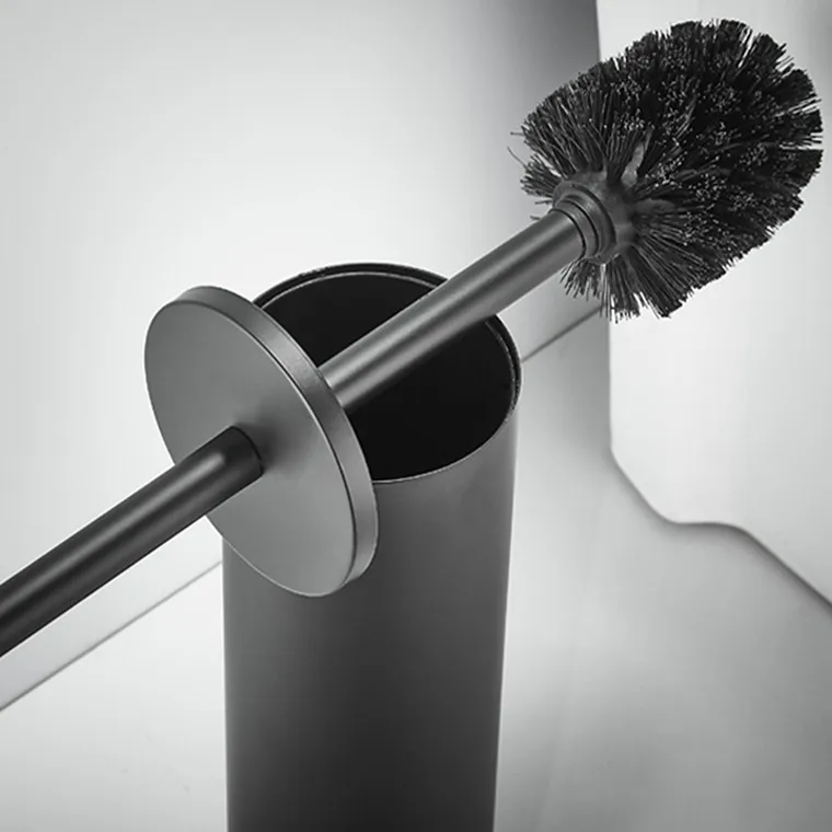 Chrome Toilet Brush Holder Cleaning Stainless Steel Set for Bathroom with Hard Bristle Scrubber Wall Mounted Toilet Brush
