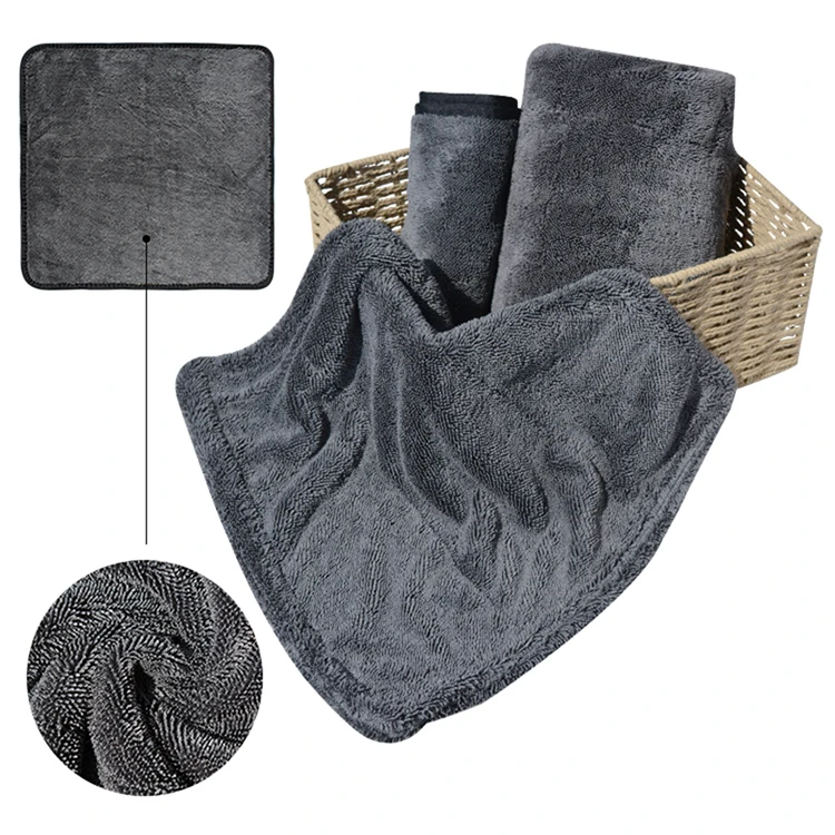 Wholesale Absorbent Car Wash Towel 600/1200GSM Gray Microfiber Thicken Car Cleaning Drying Cloth Towels