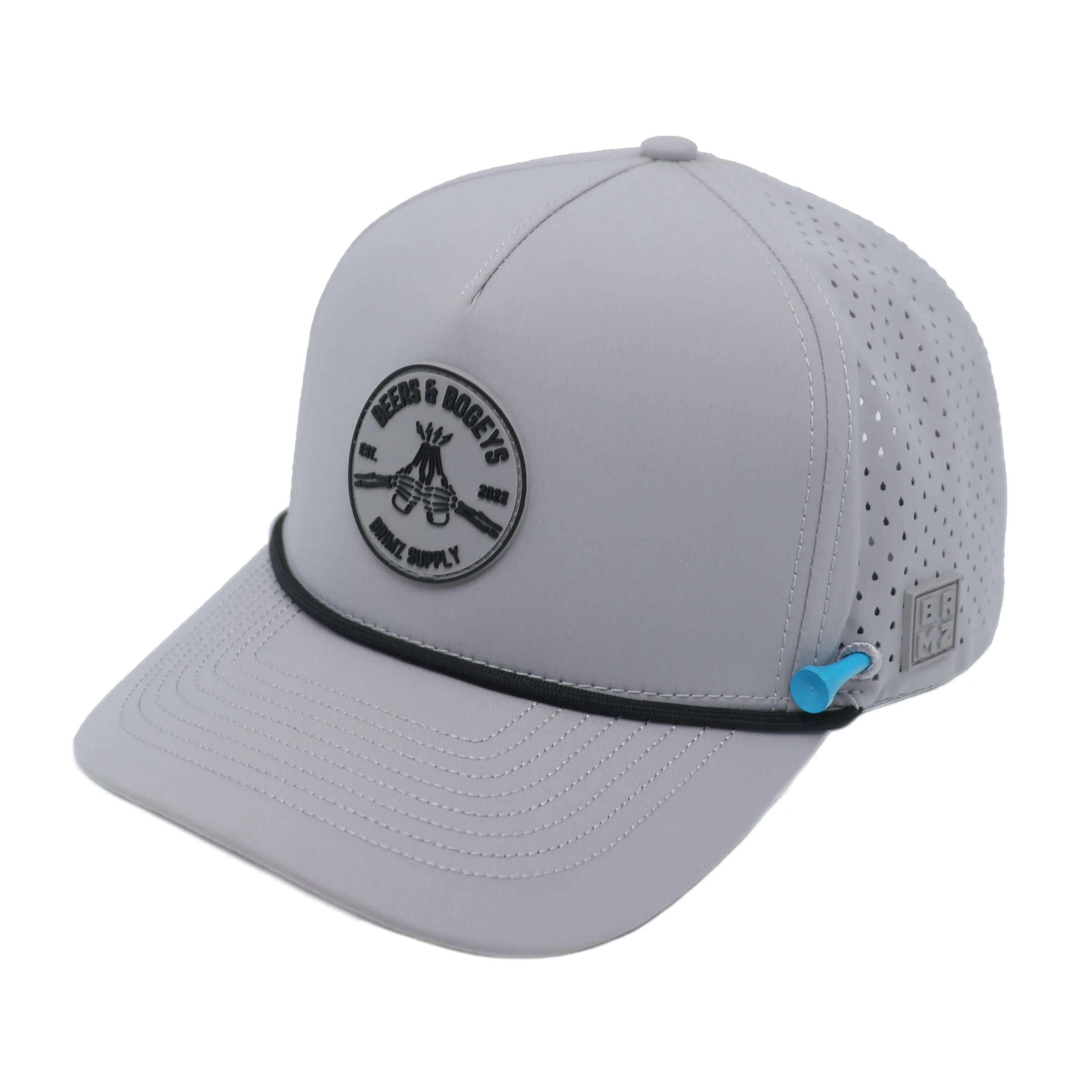 Custom Laser Cut Hole Perforated Waterproof Hat High Quality Waterproof Golf hat PVC Rubber Patch Logo Mens Golf Hat Cap