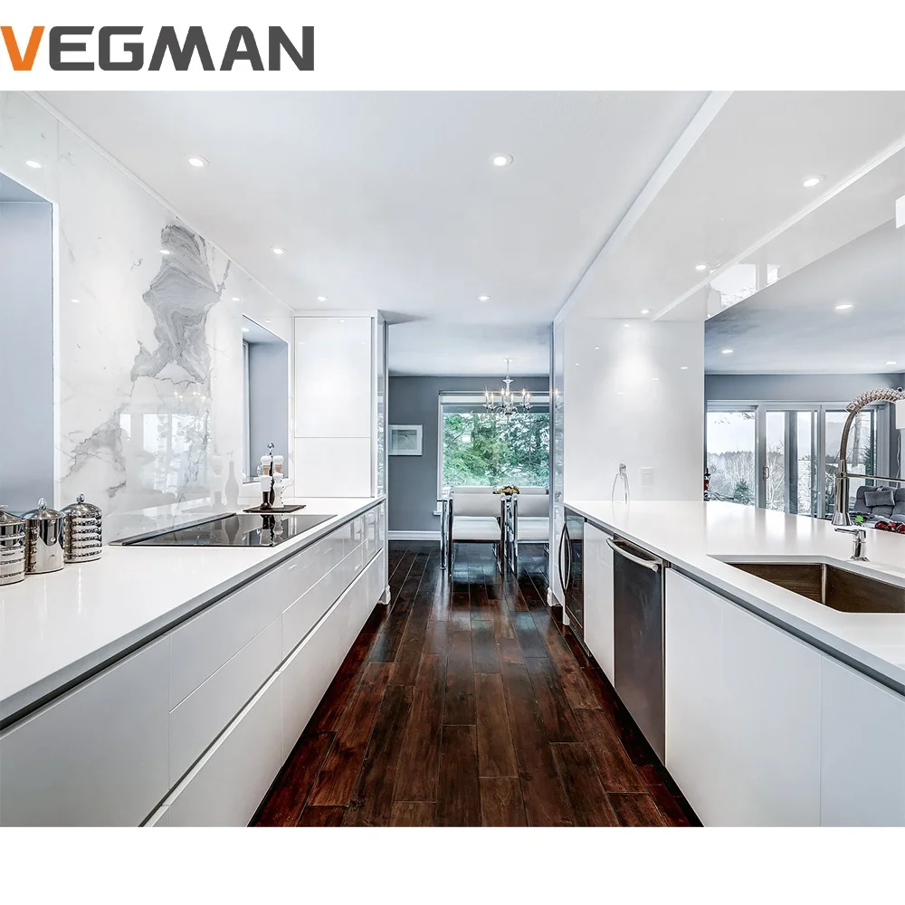 kitchen units gloss set modern designs smart waterproof handless mdf kitchen cabinet