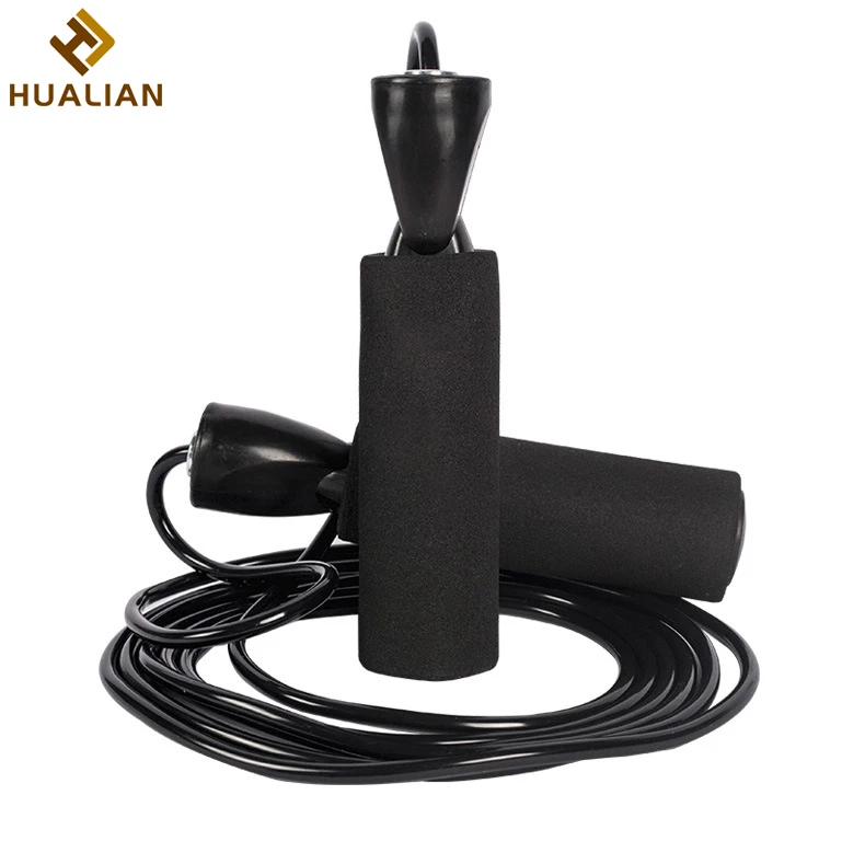 HUALIAN Professional Gym Adjustable Jumping Plastic PVC Speed Steel Wire Black adult Skipping Rope Jump Rope