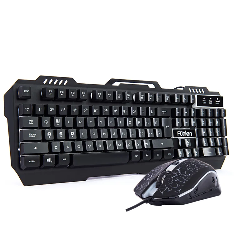 CM100 High quality cheap Led crack glow gaming mouse mechanical keyboard combo custom LOGO for game players mechanical keyboard