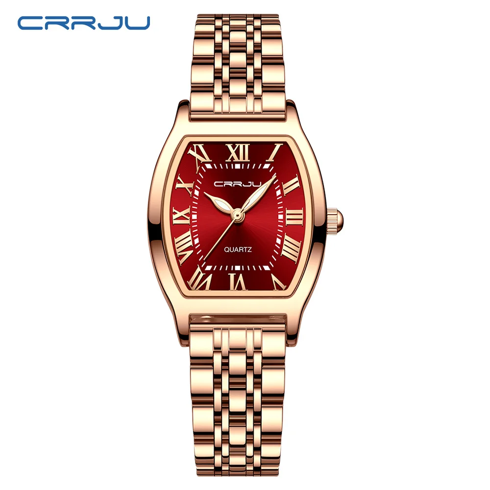CRRJU 5013 new style comely lady quartz watch costume Stainless steel strap Luminous water proof vintage Casual wristwatch