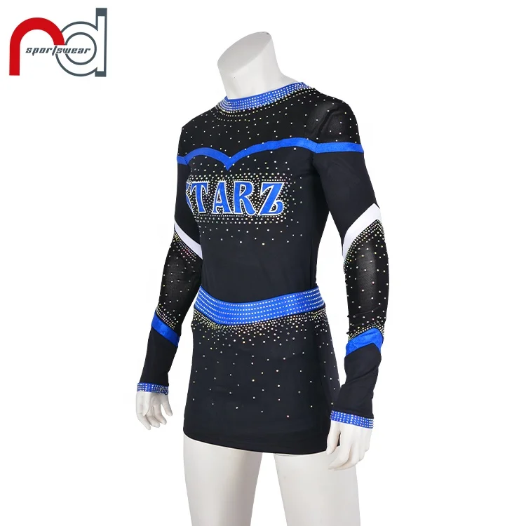 Rhinestones Mystique Cheer Uniforms Allstar Long Sleeve Competition High Quality Cheerleading Uniforms