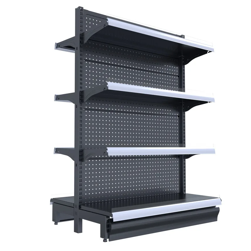 Wholesale Metallic Black Two-Sided Retail Store Shelving Supermarket Shelves