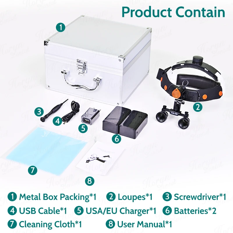 Эргономичные стоматологические лабораторные операционные очки с прожектором фары лупой и 2 батареями