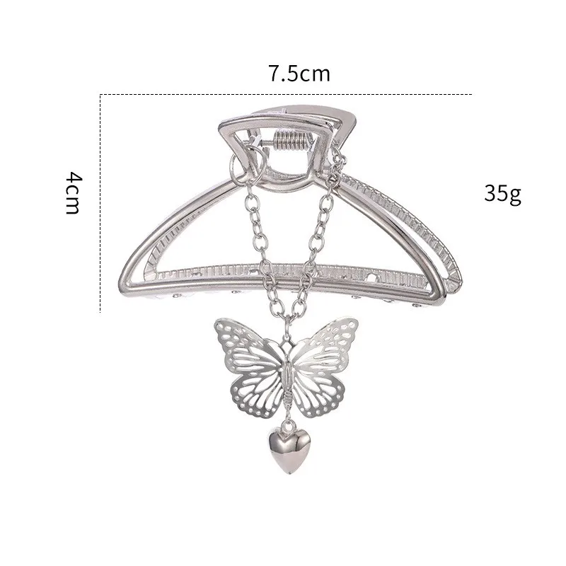 2021 new metal butterfly tassel hair clip girl pearl love pendant shark tooth clip hair clip hair accessory