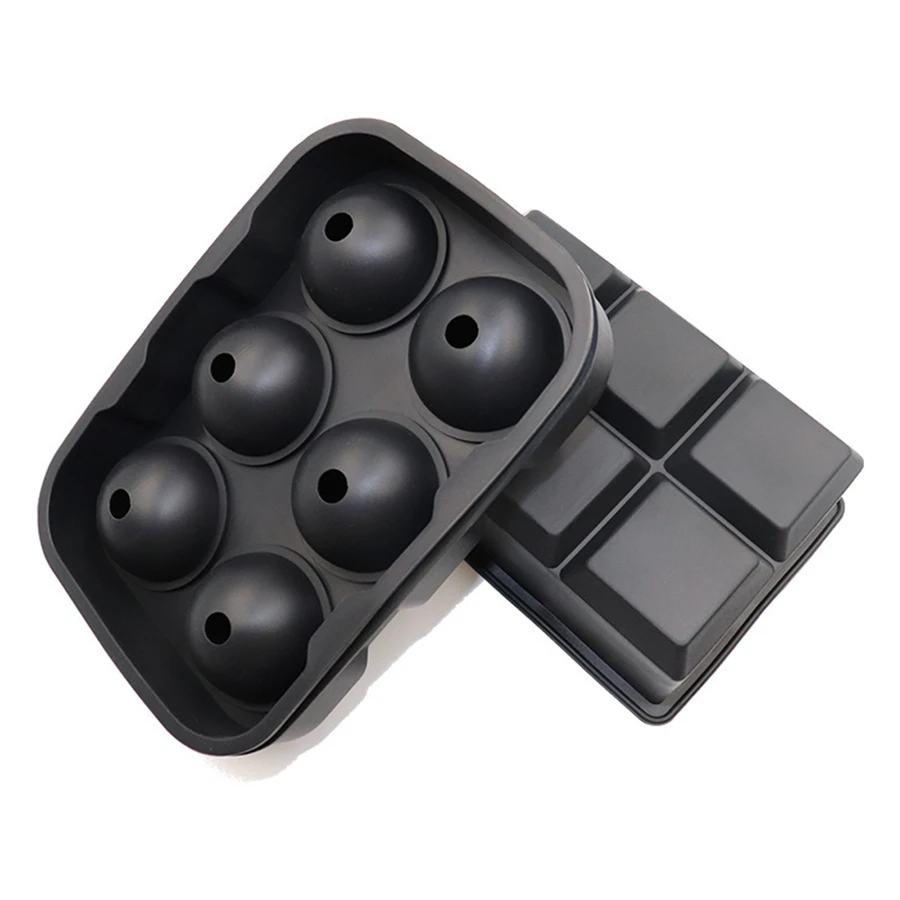  Round square ice cube mold Food silicone Large-capacity 6-hole 6-ball