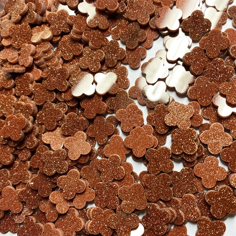 Beautiful 12mm goldstone Four Leaf Clover Stone