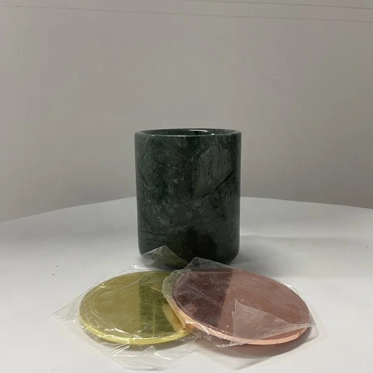 Пользовательские Роскошные элегантные дома с эффектом нефрита мрамора декор круглое дно оптом оникс мраморные свечи банки крышками