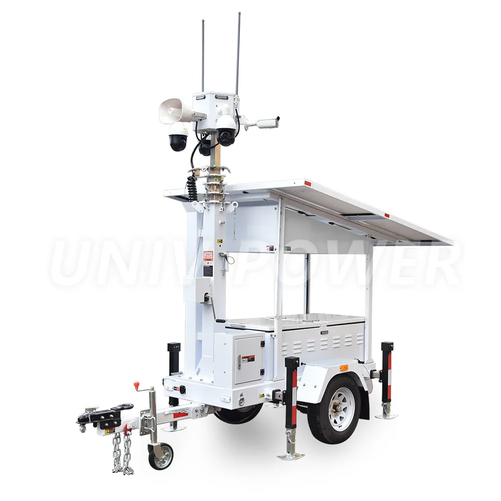 solar power mobile street CCTV trailer mobile surveillance trailer for security outdoor