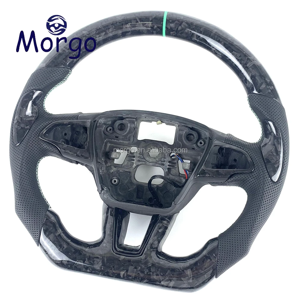 Fit for Ford Focus MK2 MK3 MK4 ST RS 2018-2021 professional customized with top strip forged carbon fiber leather steering wheel