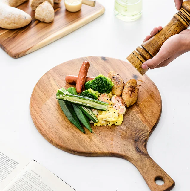 Pizza Dim Sum Fruit Cutting Chopping Western Food Bread Steak Solid Round Souvenir Wooden Trays And Serving Square Boards