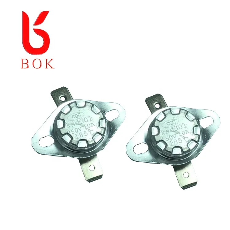 Bimetal thermostat KSD301 90c normally closed 10A ceramic flat foot movable ring thermal protector thermal temperature switch