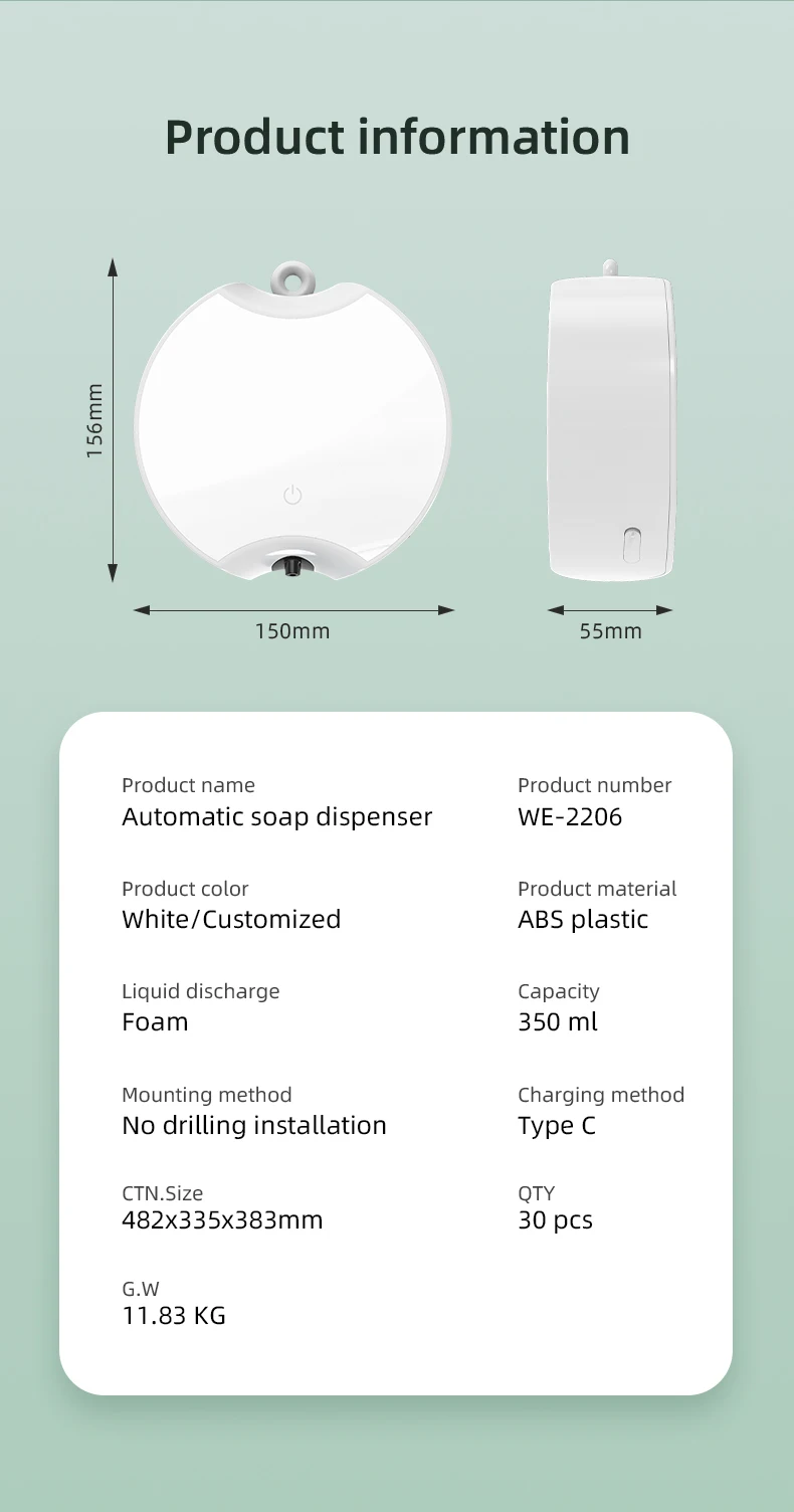 Wall Mounted ABS Plastic Smart Soap Dispenser For Bathrooms New Design Sensor Liquid Soap Dispenser With Lock