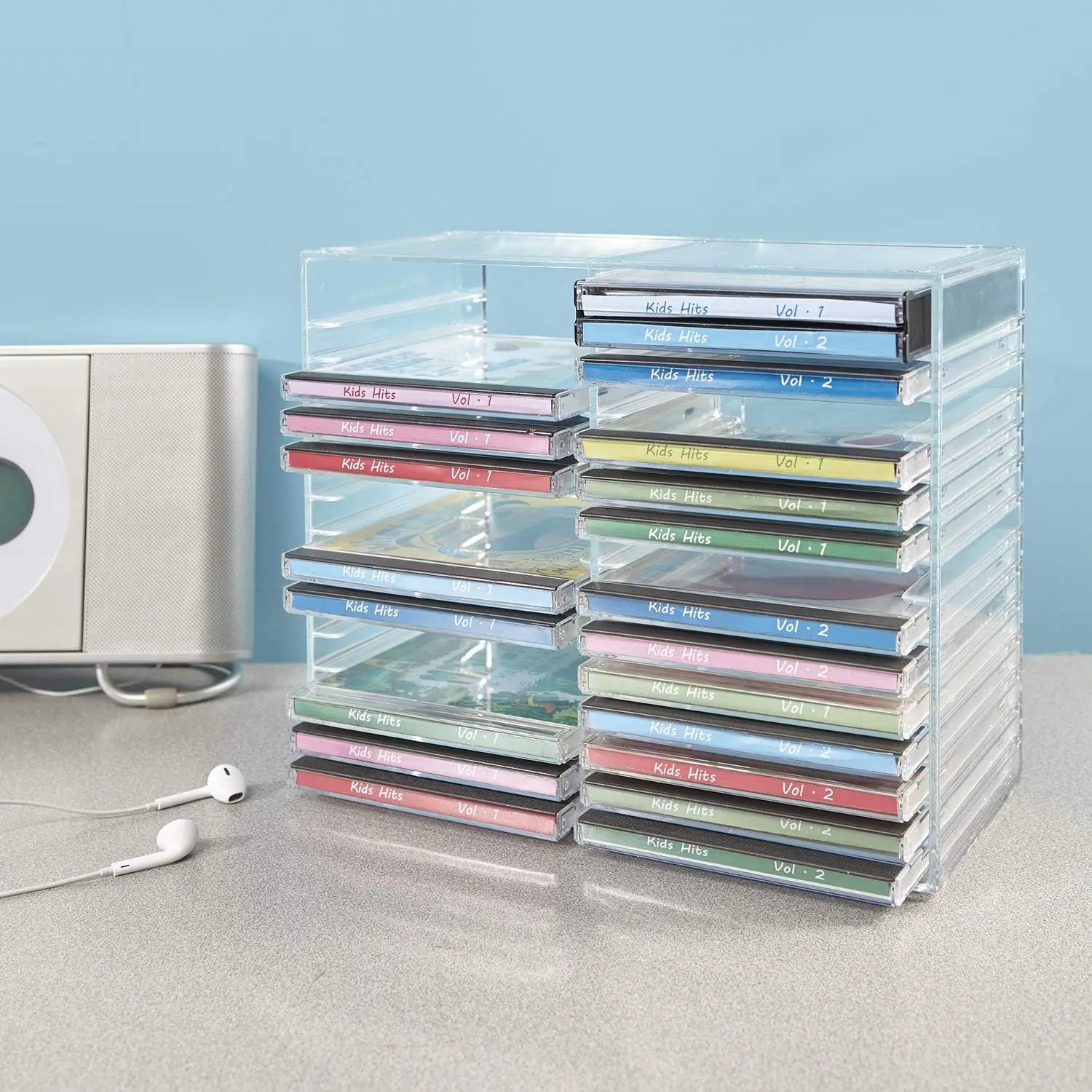Wholesale Custom Clear CD DVD Holder Anti-slip Acrylic CD Storage Case With Rubber Bottom