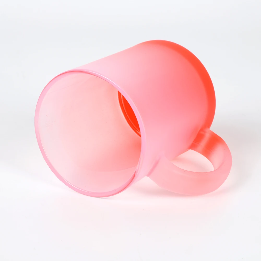 USA Warehouse 11oz Clear Travel Coffee Mug Gradient Colors 11oz Sublimation Frosted Glass Beer Mug Cup With Handle