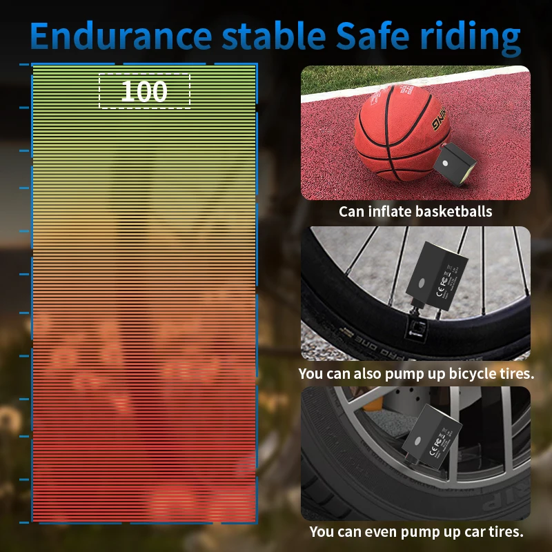 Mini Portable Wireless Cycle Bike Car Tire Inflator Bicycle 100PSI Air Compressor Pump Electric Ball Air Inflator Tyre Pump