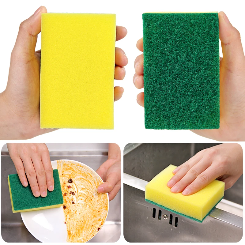 Wholesale High Density Rectangle Sponge For Washing Dishes kitchen Scrub Pad Cleaning Sponge Scrubbing Dishwashing for household