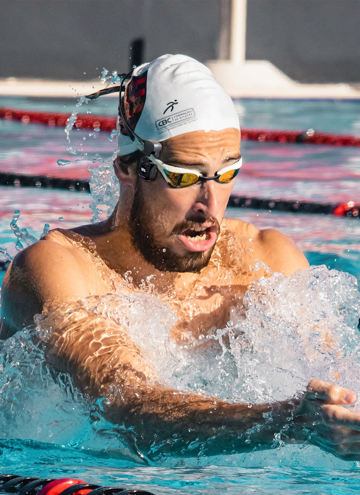 Водонепроницаемые наушники-вкладыши IPX8 с цифровым дисплеем для плавания беспроводная гарнитура костной проводимостью наушники микрофоном