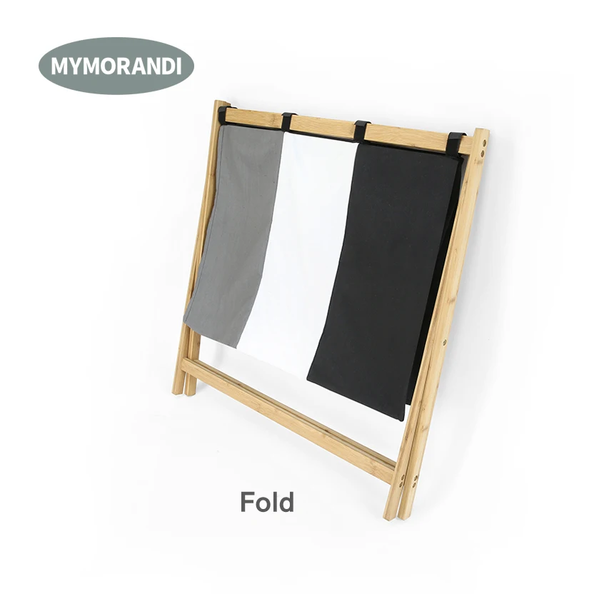 Wholesale 3 Section Foldable Bamboo Laundry Basket Sorter Laundry Hamper Dirty Clothes Bag for Big Toys