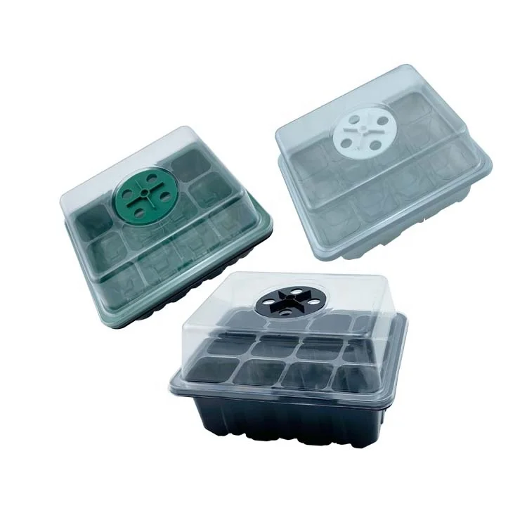 12 Cells Seeding Tray Greenhouse Germination Kit Plant Seed Starter Kit Plastic Trays Mushroom Cultivation Bag Plastic Jar Tray