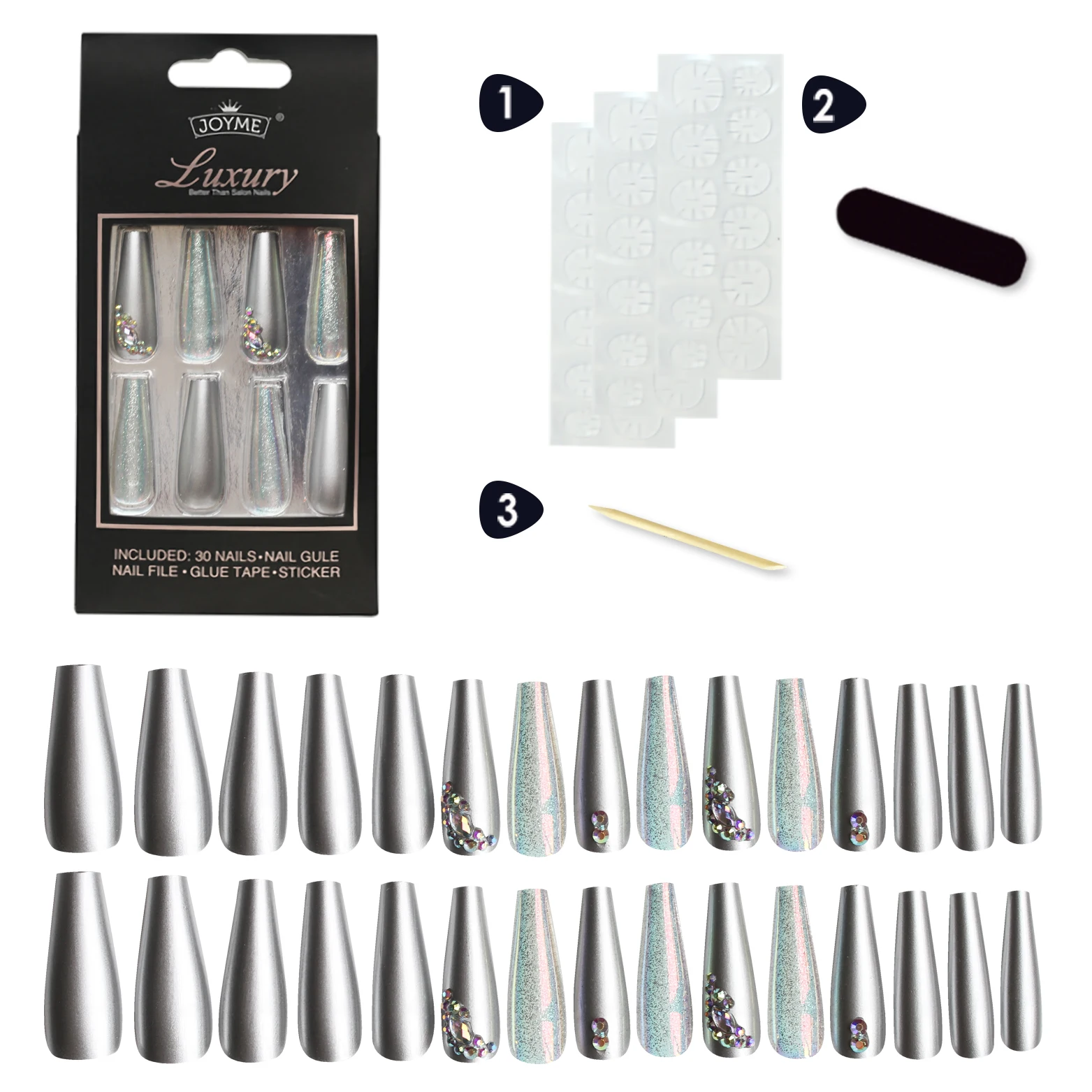 SAIYII Long Coffin French Nail Natural Nude Full Cover Plastic Artificial Fingernails DIY Nail Tips Manicure Ballerina Nails