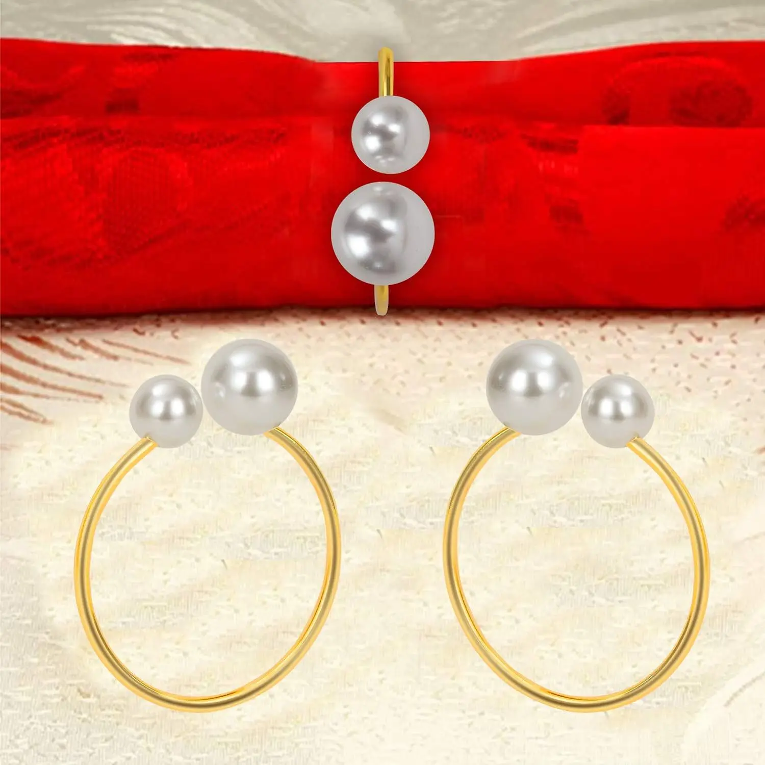 Gold Pearl Napkin Rings Silver Napkin Holder Table Napkin Buckles for Dinning Table Setting Christmas Wedding Party Supplies