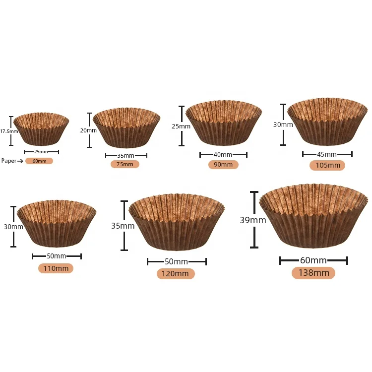 Greaseproof Cupcake Case Standard Size/Mini Size/Jumbo Sized Recyclable 3oz Paper Baking Cup For Party