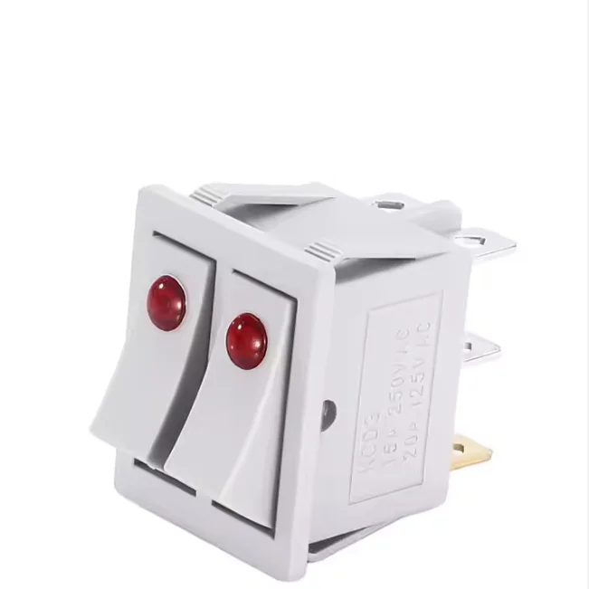 KCD3 white 6pin 2 Rocker Switch 125V 16A 6 pin two block double row side automatic sensor light