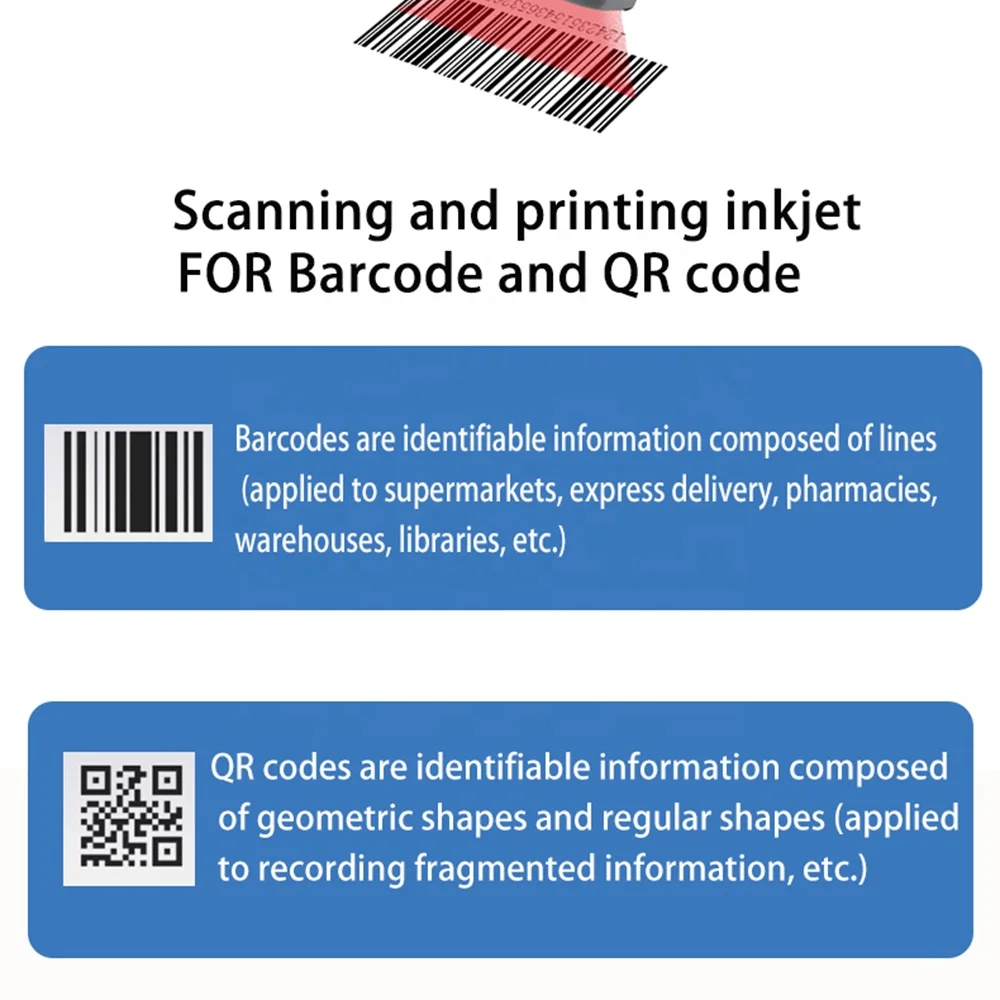 AOKDI 1D 2D Barcode Recognition Reading and Printing code Scanning Handheld Inkjet Printer with Scanner