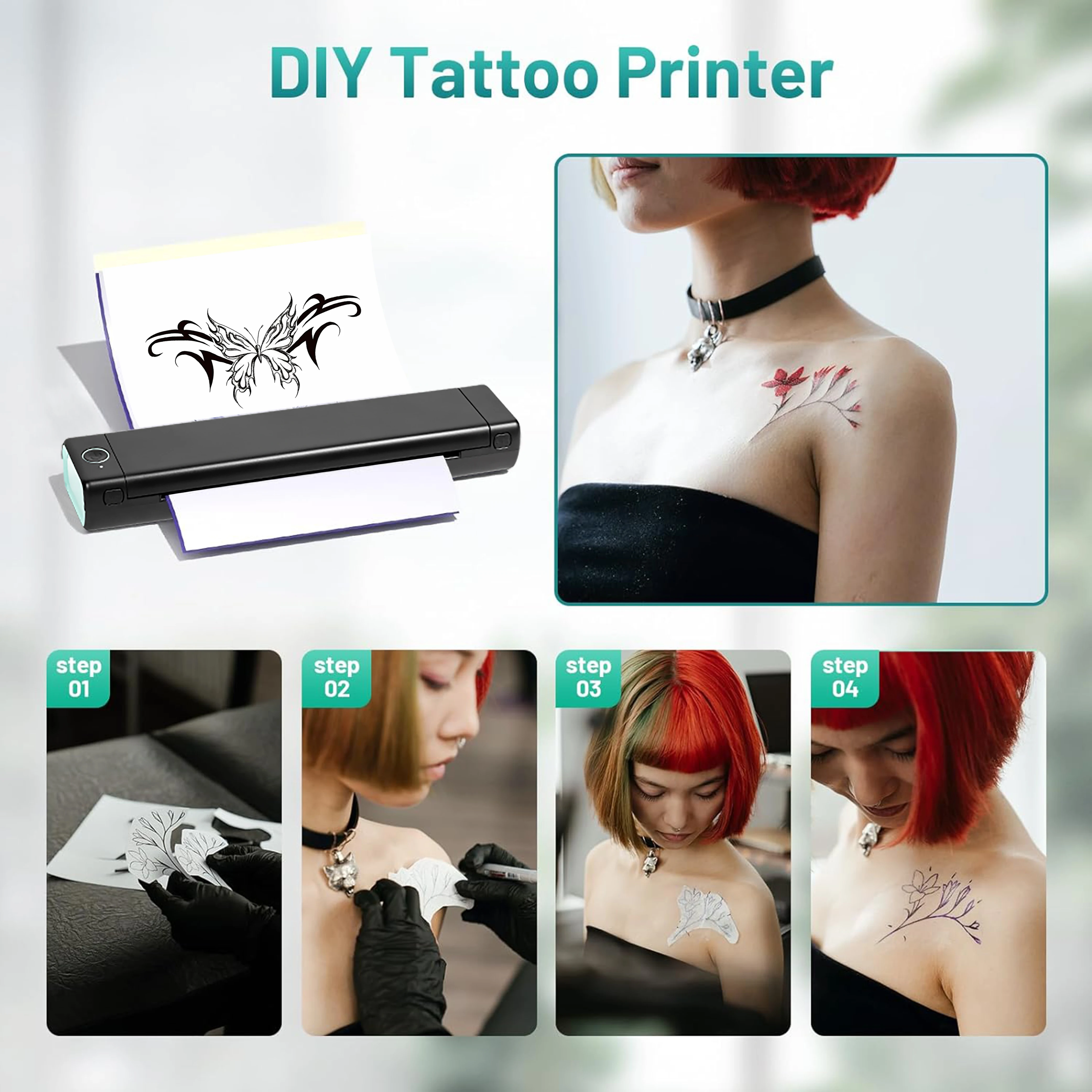 M08F Pro Tattoo Transfer Machine Tattoo Sticker Printer Mini Tattoo Printer portable