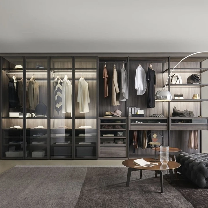 NICOCABINET, современная простая голубь, серая Меламиновая отделка, сделанная на заказ, идущая в грабе с раздвижными зеркальными дверями для нового дома