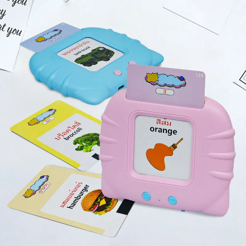 Voiced Sight Cartoon Resource Electronic Early Education Language Learning Machine 2 In 1 Thai Flash Cards Reader Boys