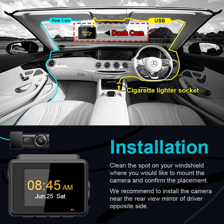 OEM SONY IMX415 High Definition 3840x2160p 4k Dash Camera With GPS External APP Control Car DVR