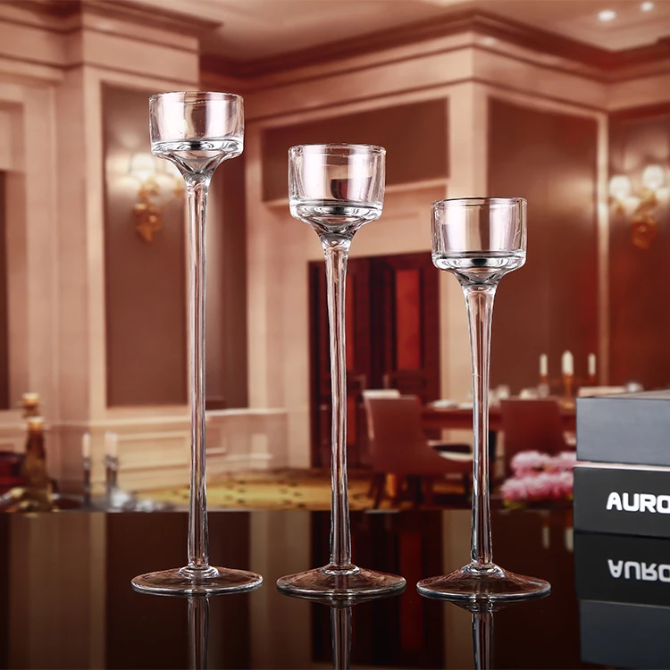 Home Decoration Ball Taper Candle Holder Glass in Clear Color