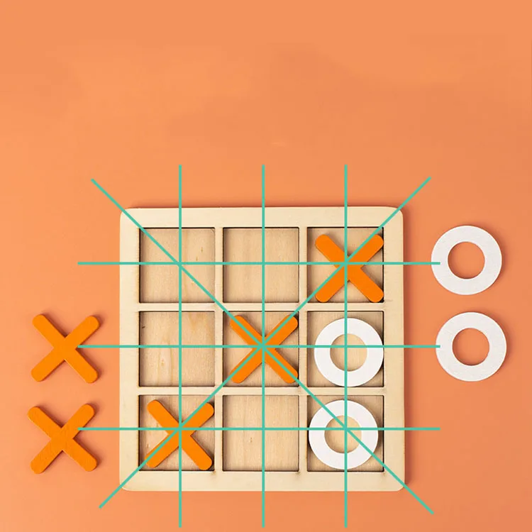 QINGTANG CRAFTS parent-child game wooden ox chess popular tic tac toe toy