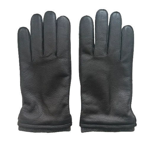 2024 New Collection Custom Men Winter Goatskin Leather Gloves Imitation Deerskin Leather Gloves Lined with Knitted Lining