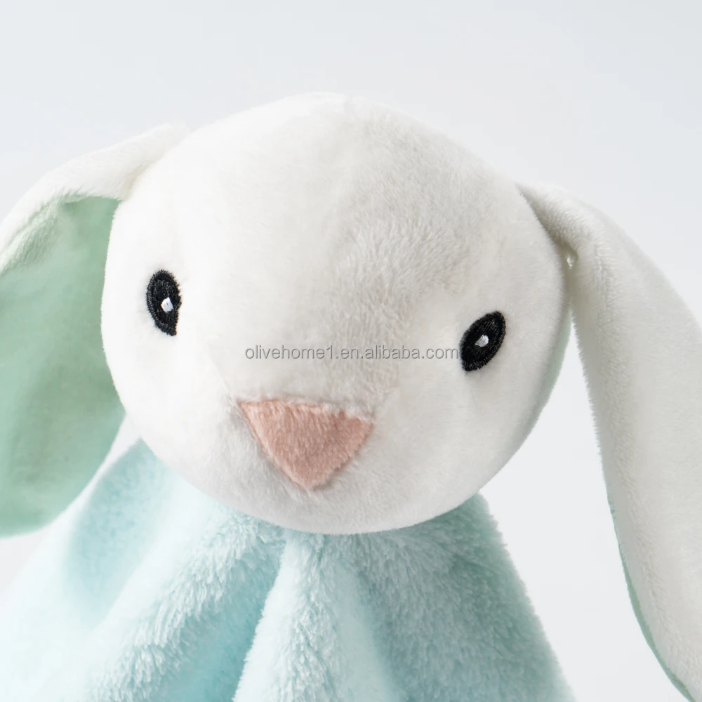 Green Checked Rabbit Security Blanket Soft Lovey Lovie Baby Gifts Set Toy Stuffed Animal Blanket for Newborn Girls