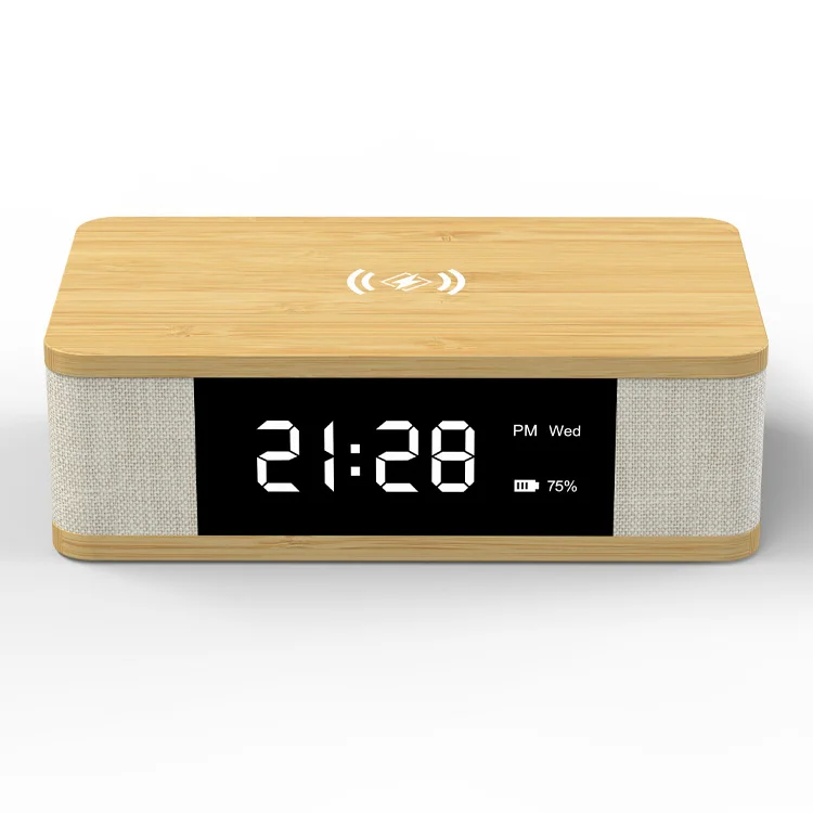OEM Alarm Clock Speakers With Wireless Charger And Speaker Blue Tooth 5.0 Micro Speaker Digital Display